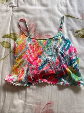 Lilly Pulitzer Neon Tropical Pom-Pom Crop Tank - Multi